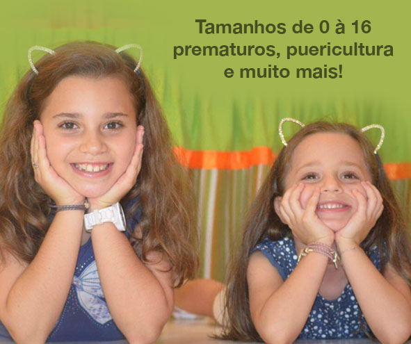 Tamanhos de 0 a 16, prematuros, puericultura e muito mais